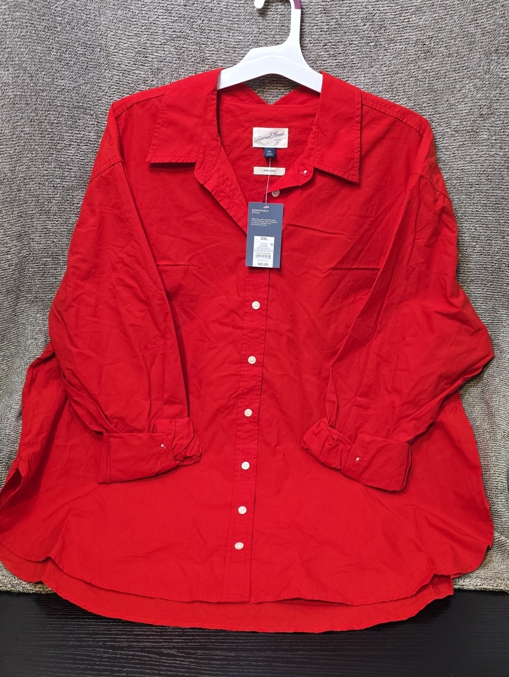 Universal Thread Women's Bright Red Button-Down Collared Shirt